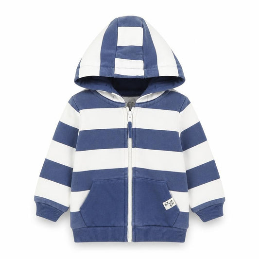 F&F Boys Blue Striped Cotton Full Zip Jumper Size 3-6 Months