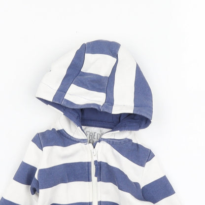 F&F Boys Blue Striped Cotton Full Zip Jumper Size 3-6 Months