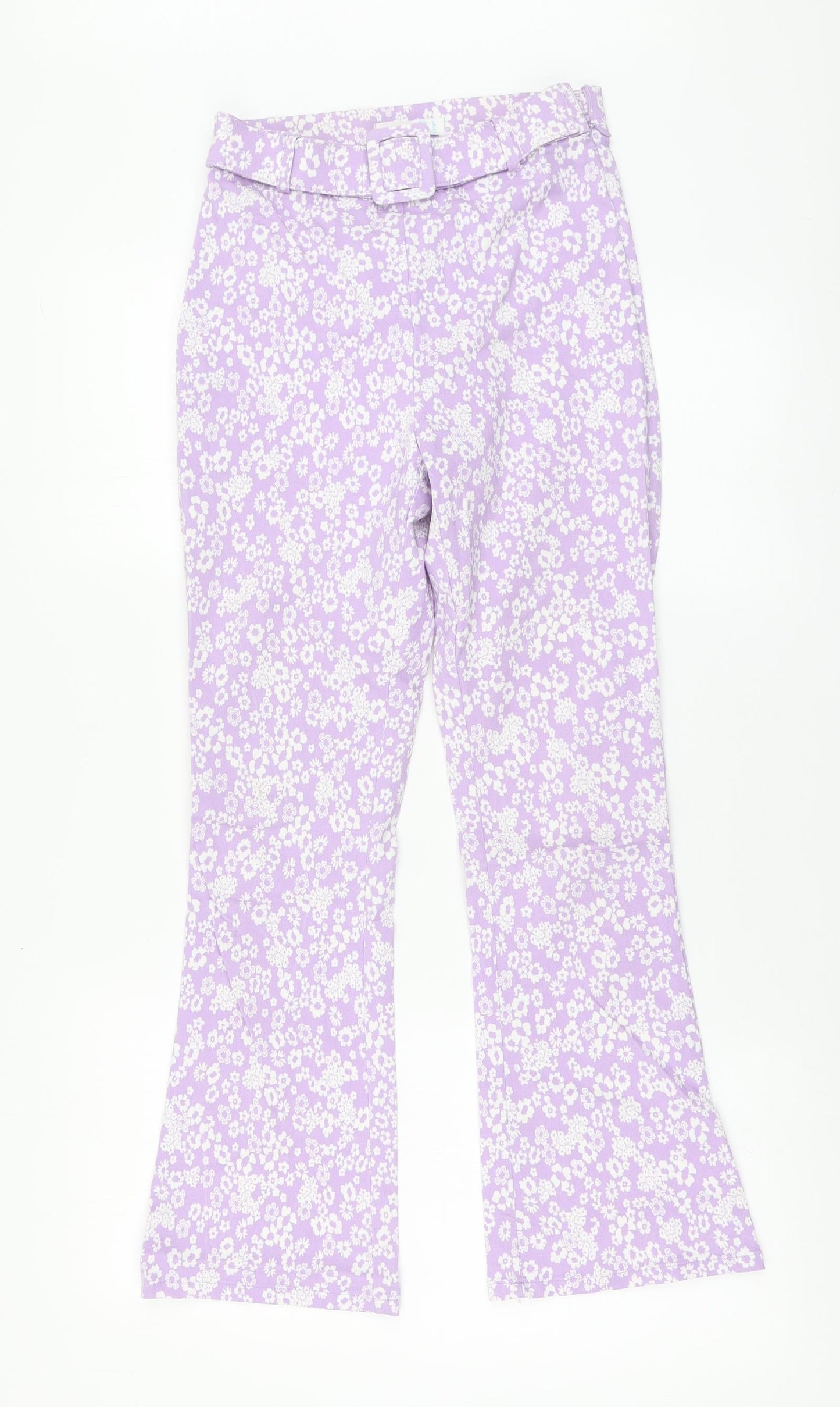 Primak Womens Purple Geometric Viscose Trousers Size 8 L26 in Regular