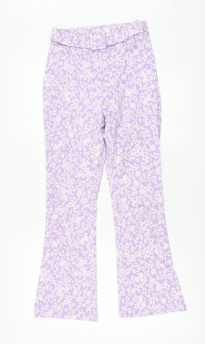 Primak Womens Purple Geometric Viscose Trousers Size 8 L26 in Regular