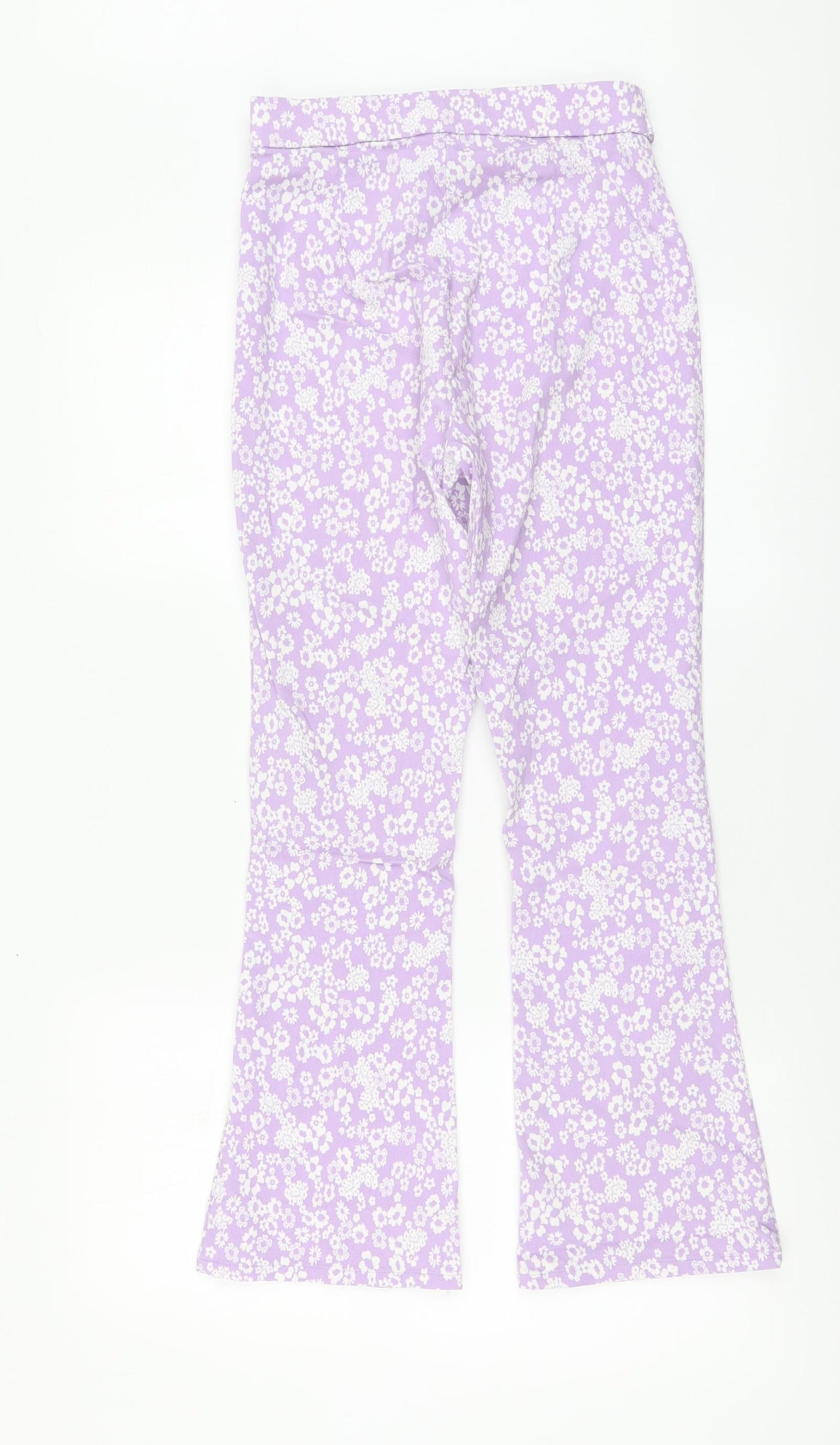 Primak Womens Purple Geometric Viscose Trousers Size 8 L26 in Regular