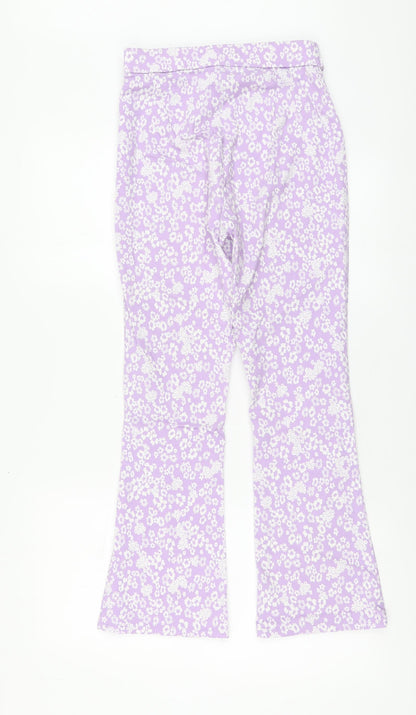 Primak Womens Purple Geometric Viscose Trousers Size 8 L26 in Regular