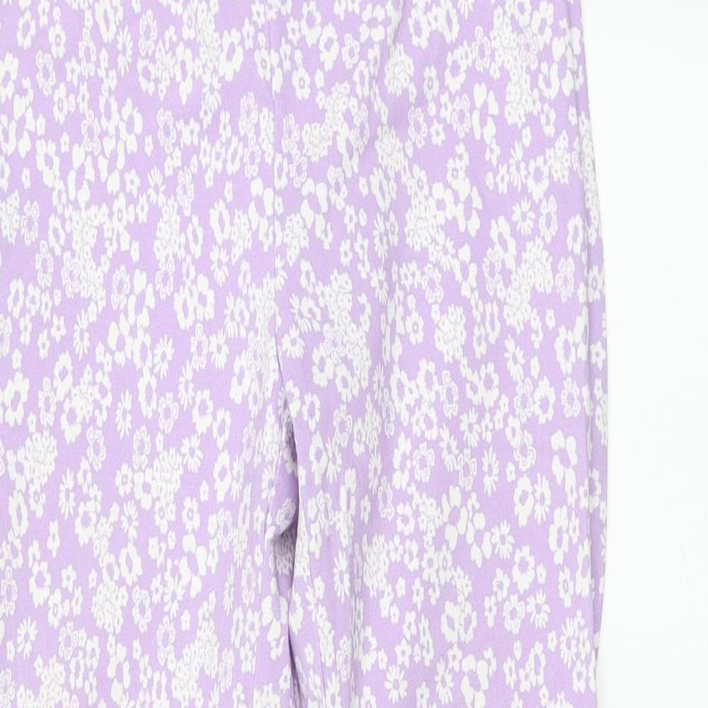 Primak Womens Purple Geometric Viscose Trousers Size 8 L26 in Regular