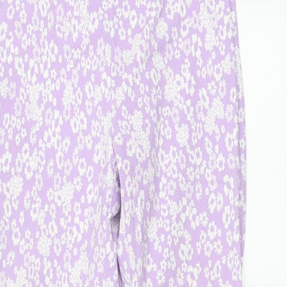 Primak Womens Purple Geometric Viscose Trousers Size 8 L26 in Regular