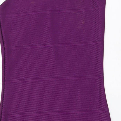 Boohoo Womens Purple Viscose A-Line Size 10 Square Neck
