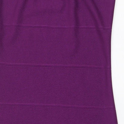 Boohoo Womens Purple Viscose A-Line Size 10 Square Neck