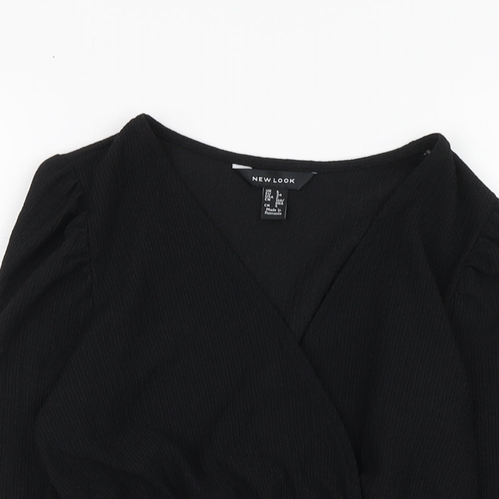 Womens UK Size 6 New Look Black Basic Blouse