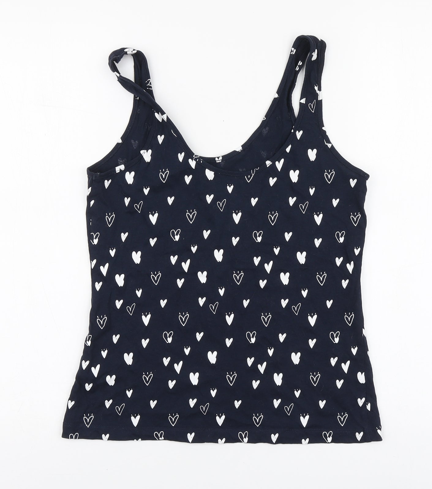 Primark Womens Blue Geometric Cotton Basic Polo Size XS Round Neck