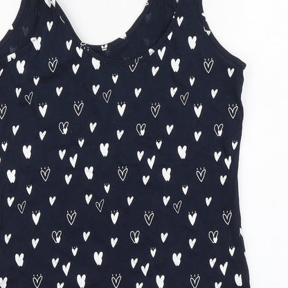 Primark Womens Blue Geometric Cotton Basic Polo Size XS Round Neck