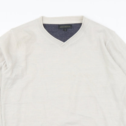 Industralize Mens Beige V-Neck Acrylic Henley Jumper Size M