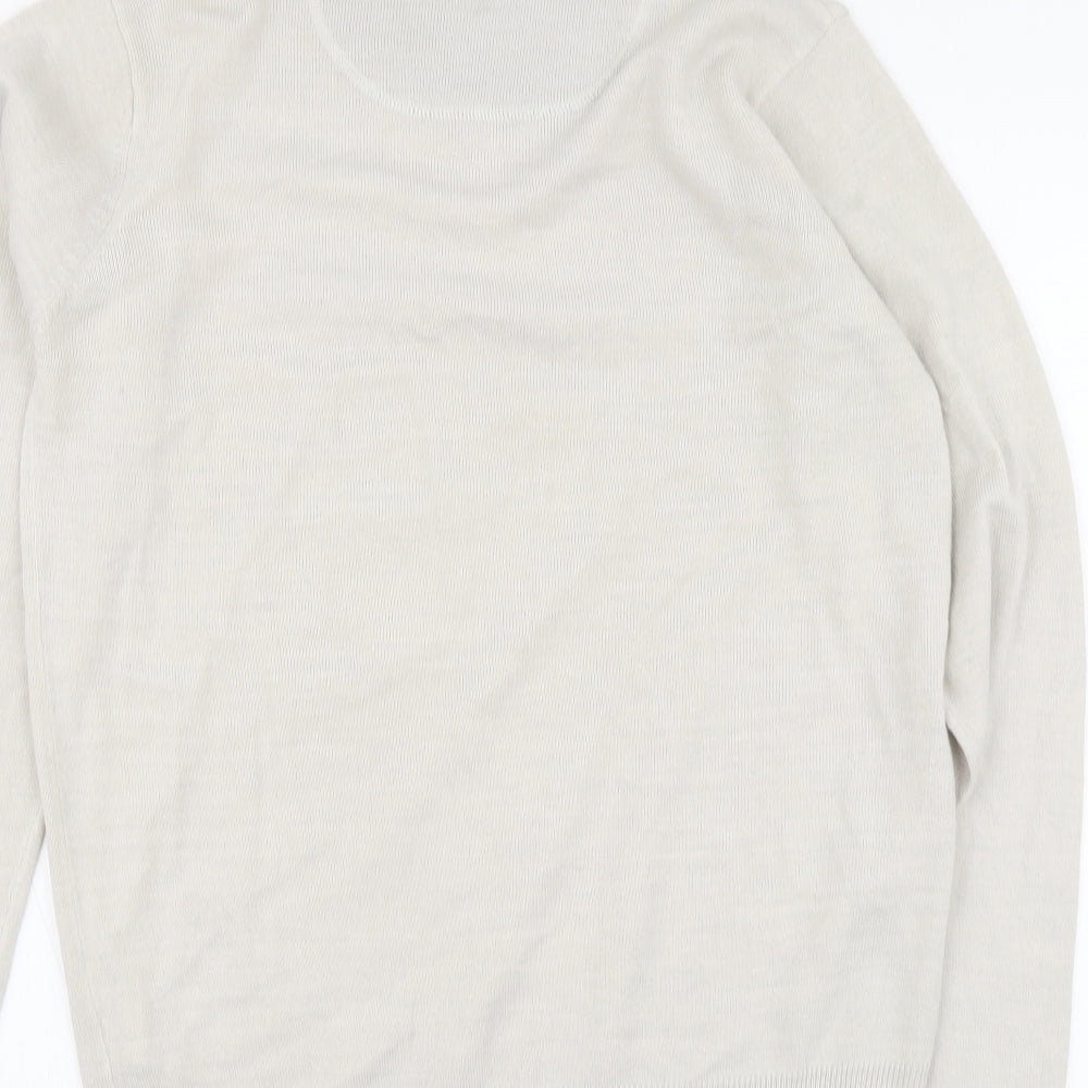 Industralize Mens Beige V-Neck Acrylic Henley Jumper Size M