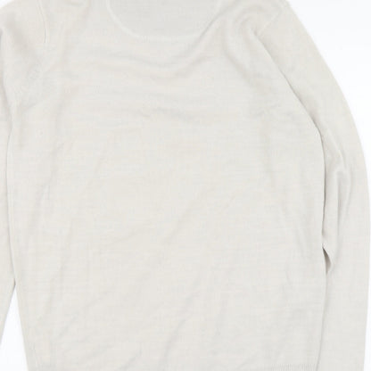 Industralize Mens Beige V-Neck Acrylic Henley Jumper Size M