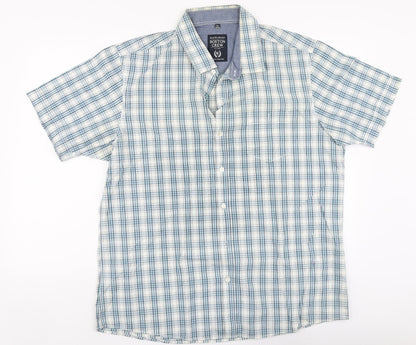 Mens UK Size XL Boston Crew Blue  Button-Up Short Sleeve Casual Shirt