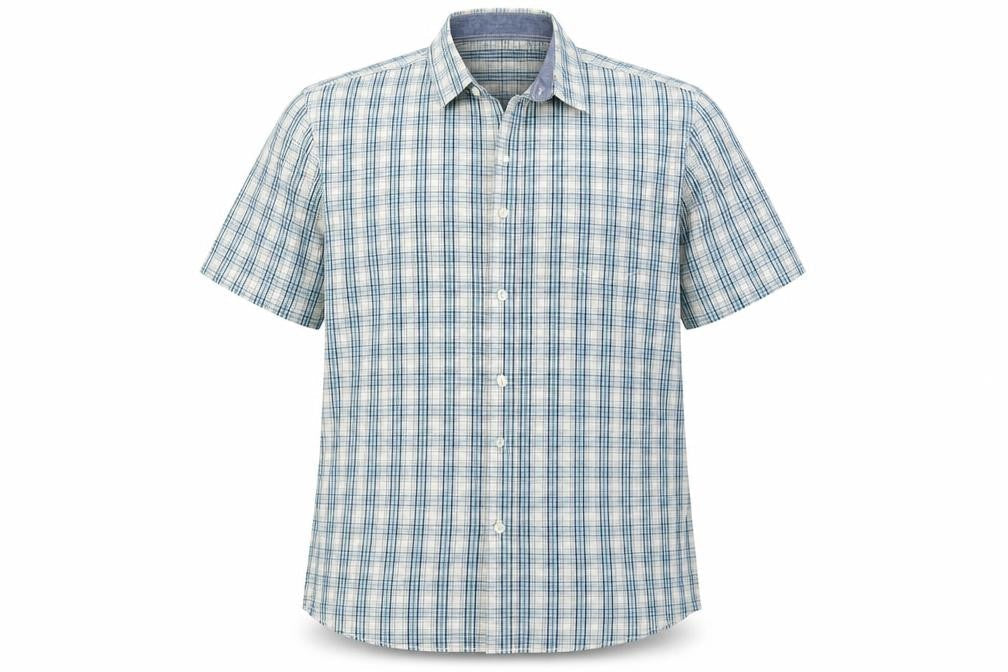 Mens UK Size XL Boston Crew Blue  Button-Up Short Sleeve Casual Shirt