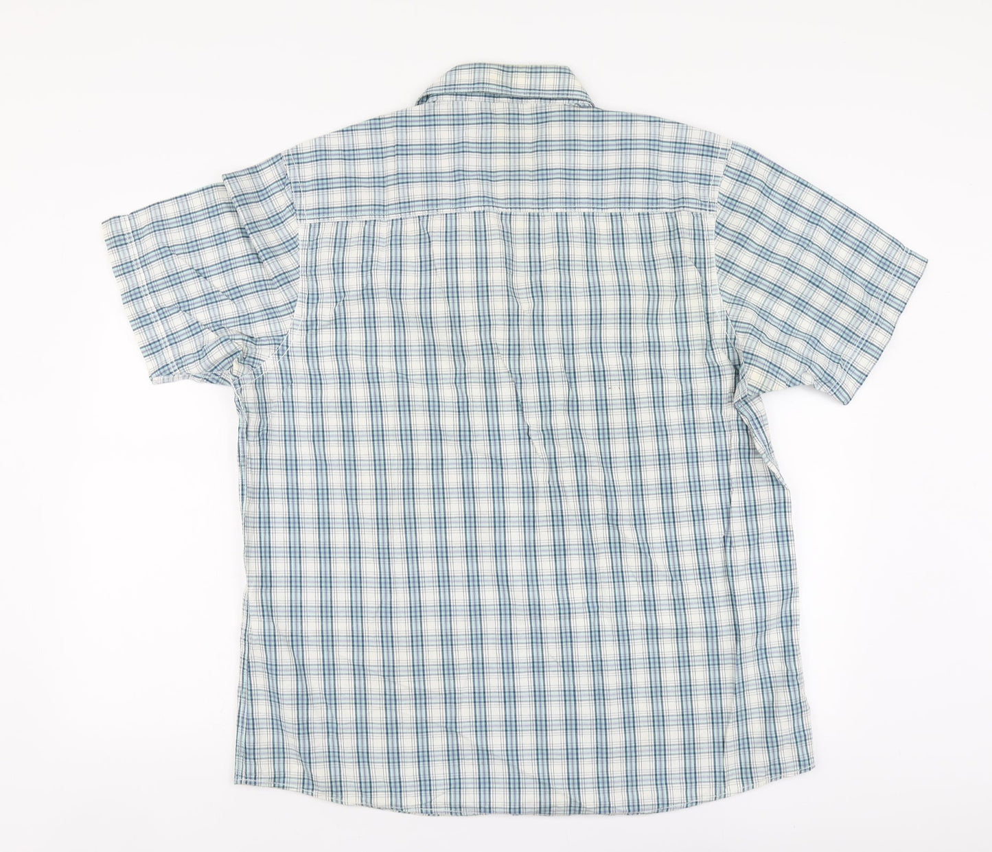 Mens UK Size XL Boston Crew Blue  Button-Up Short Sleeve Casual Shirt