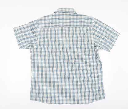 Mens UK Size XL Boston Crew Blue  Button-Up Short Sleeve Casual Shirt