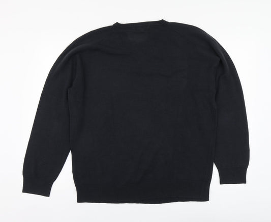 Marks and Spencer Mens Grey V-Neck Acrylic Henley Jumper Size L