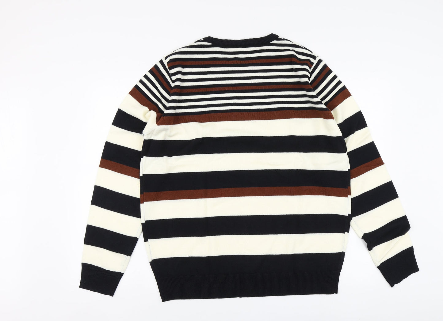 Cedr wood state Mens Multicoloured Round Neck Striped Acrylic Pullover Jumper Size XL