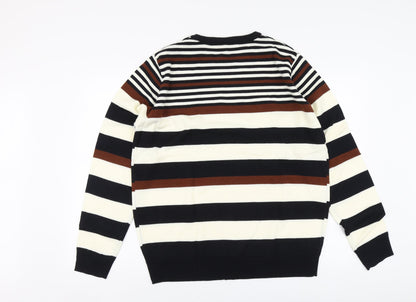 Cedr wood state Mens Multicoloured Round Neck Striped Acrylic Pullover Jumper Size XL