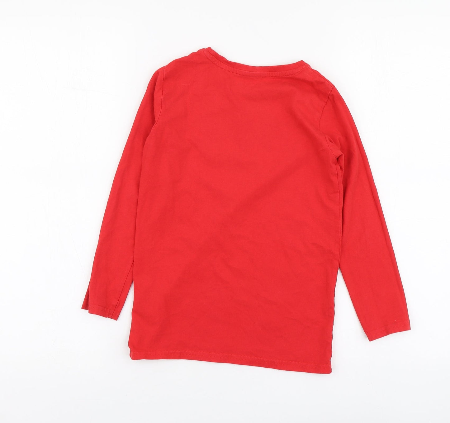 Dunnes Stores Boys Red Cotton Basic T-Shirt Size 7-8 Years Round Neck