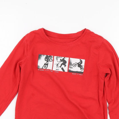 Dunnes Stores Boys Red Cotton Basic T-Shirt Size 7-8 Years Round Neck