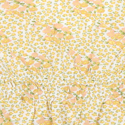 Primark Womens Yellow Floral Viscose Basic Blouse Size 12 V-Neck