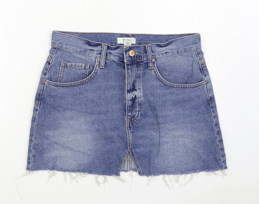 FOREVER 21 Womens Blue Cotton A-Line Skirt Size 28 in Button
