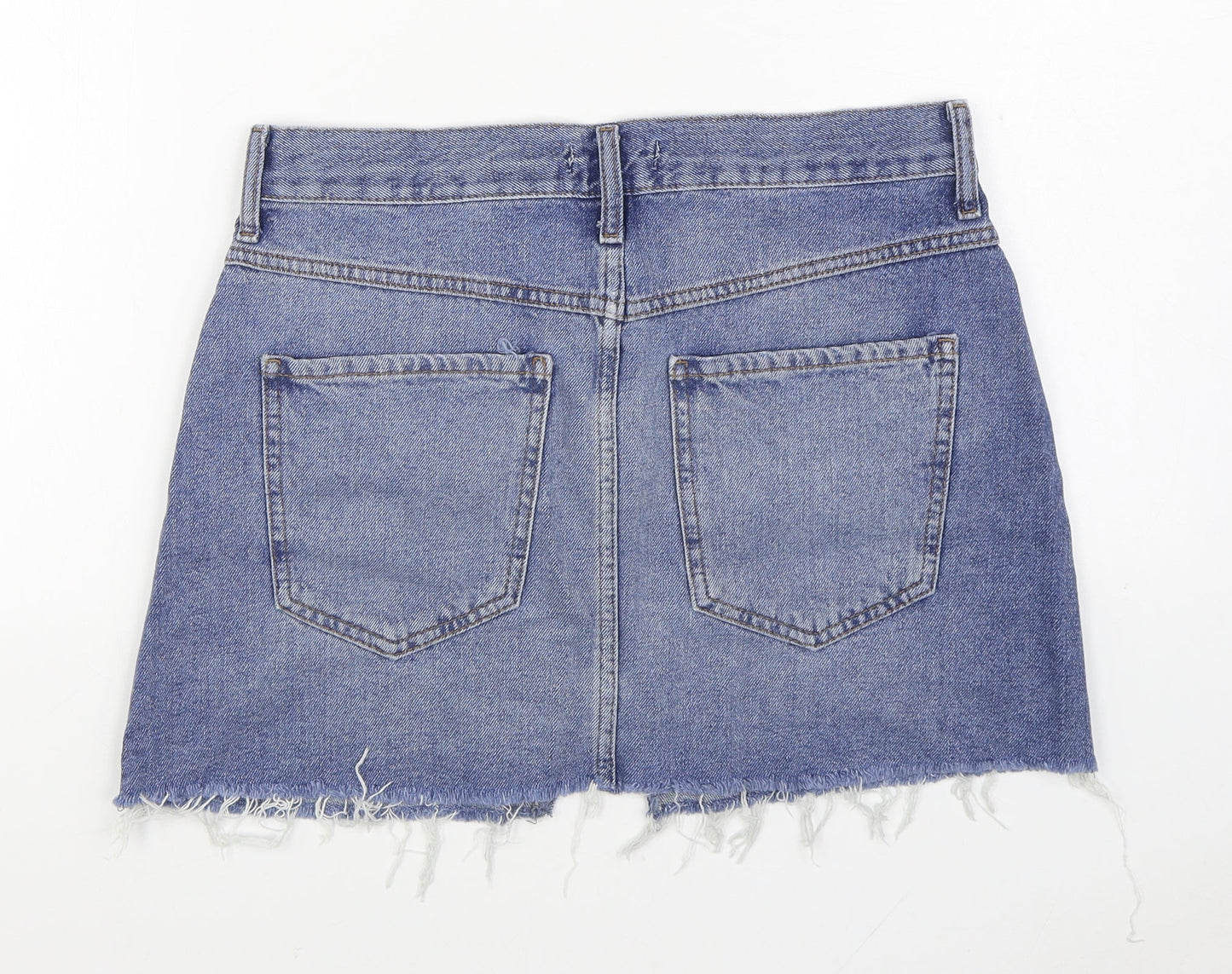 FOREVER 21 Womens Blue Cotton A-Line Skirt Size 28 in Button