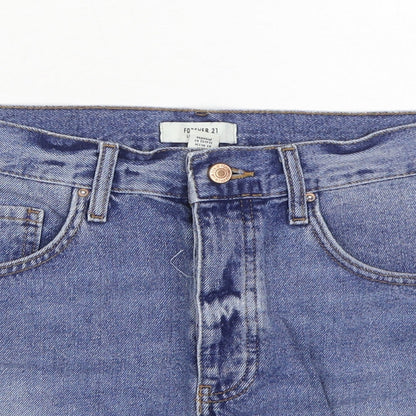 FOREVER 21 Womens Blue Cotton A-Line Skirt Size 28 in Button