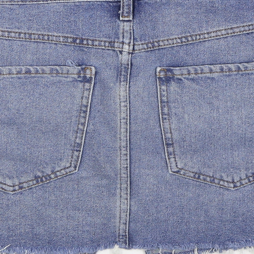 FOREVER 21 Womens Blue Cotton A-Line Skirt Size 28 in Button