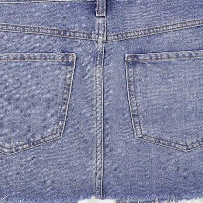 FOREVER 21 Womens Blue Cotton A-Line Skirt Size 28 in Button