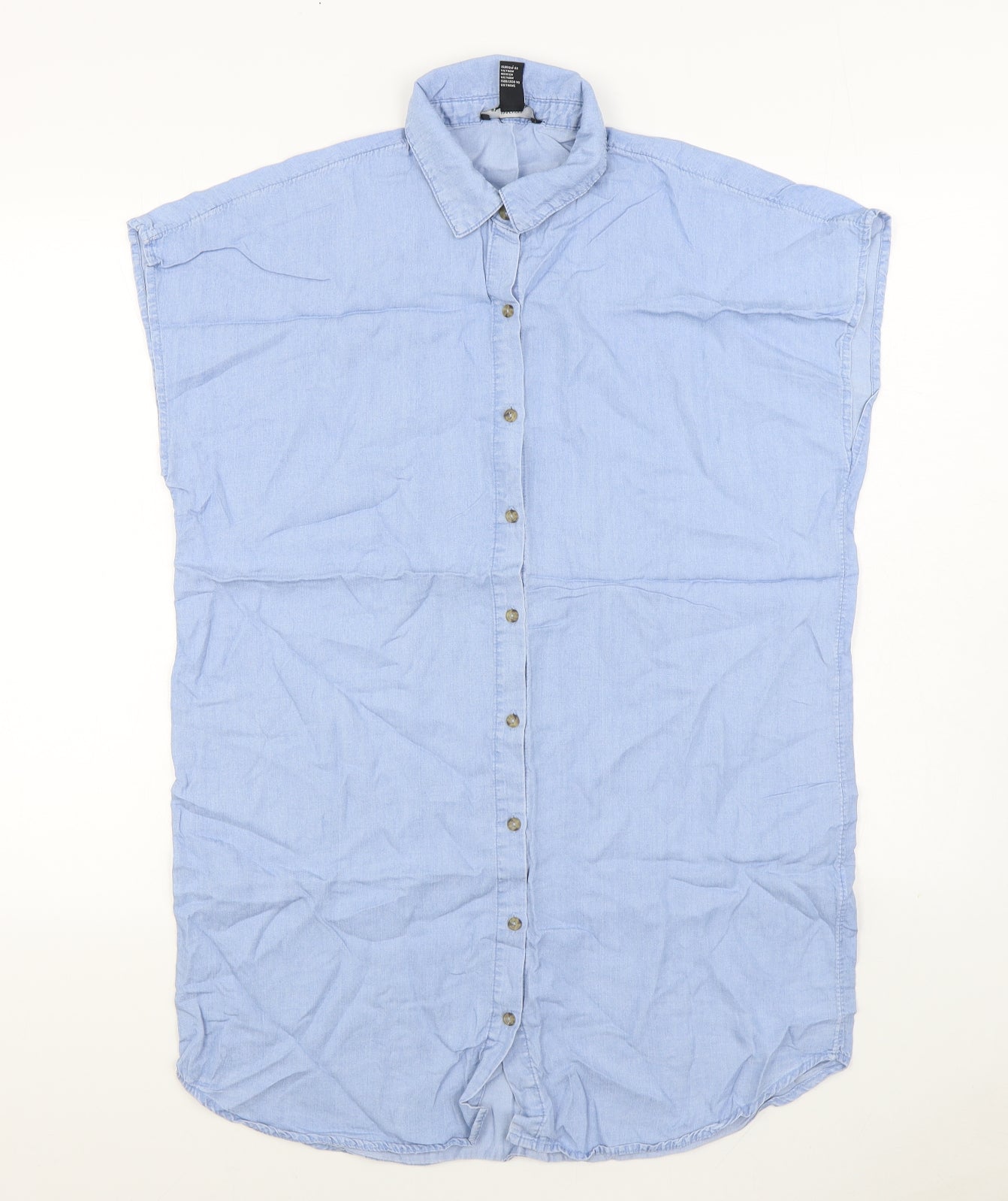 Forever 21 Womens Blue Lyocell Basic Button-Up Size S Collared