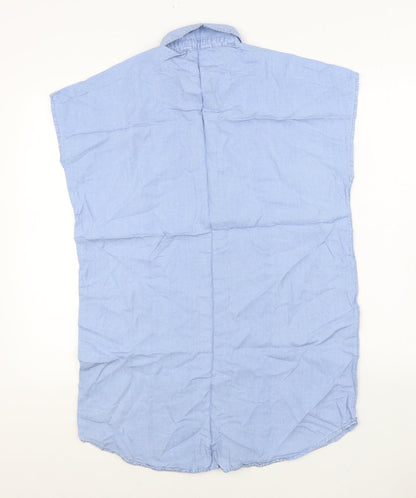 Forever 21 Womens Blue Lyocell Basic Button-Up Size S Collared