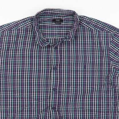 F&F Mens Multicoloured Striped Cotton Button-Up Size XL Collared Button