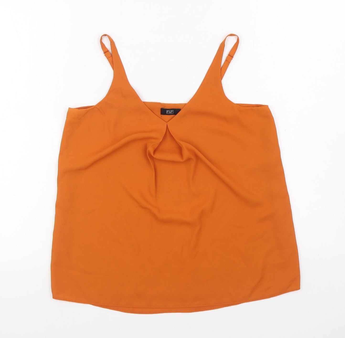 F&F Womens Orange Polyester Camisole Blouse Size 6 V-Neck