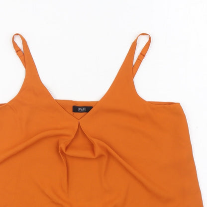 F&F Womens Orange Polyester Camisole Blouse Size 6 V-Neck