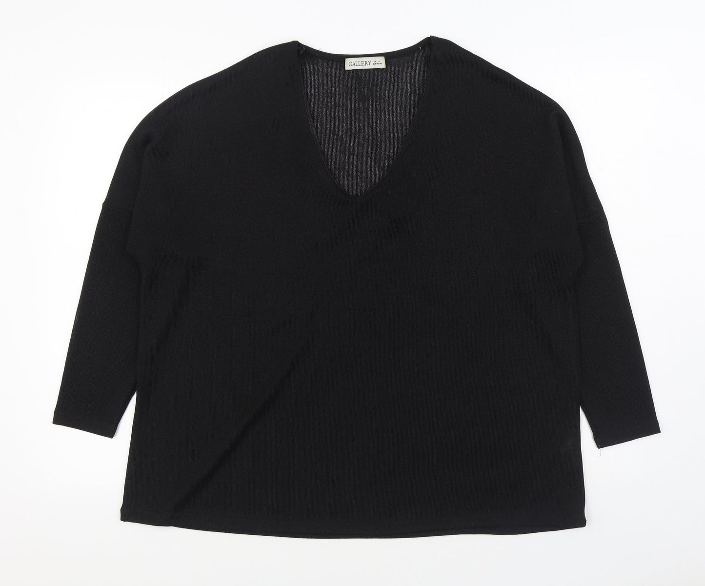 Womens UK Size M Gallery Black Basic Blouse