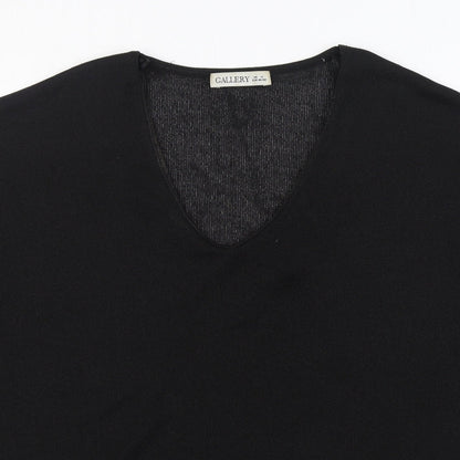 Womens UK Size M Gallery Black Basic Blouse