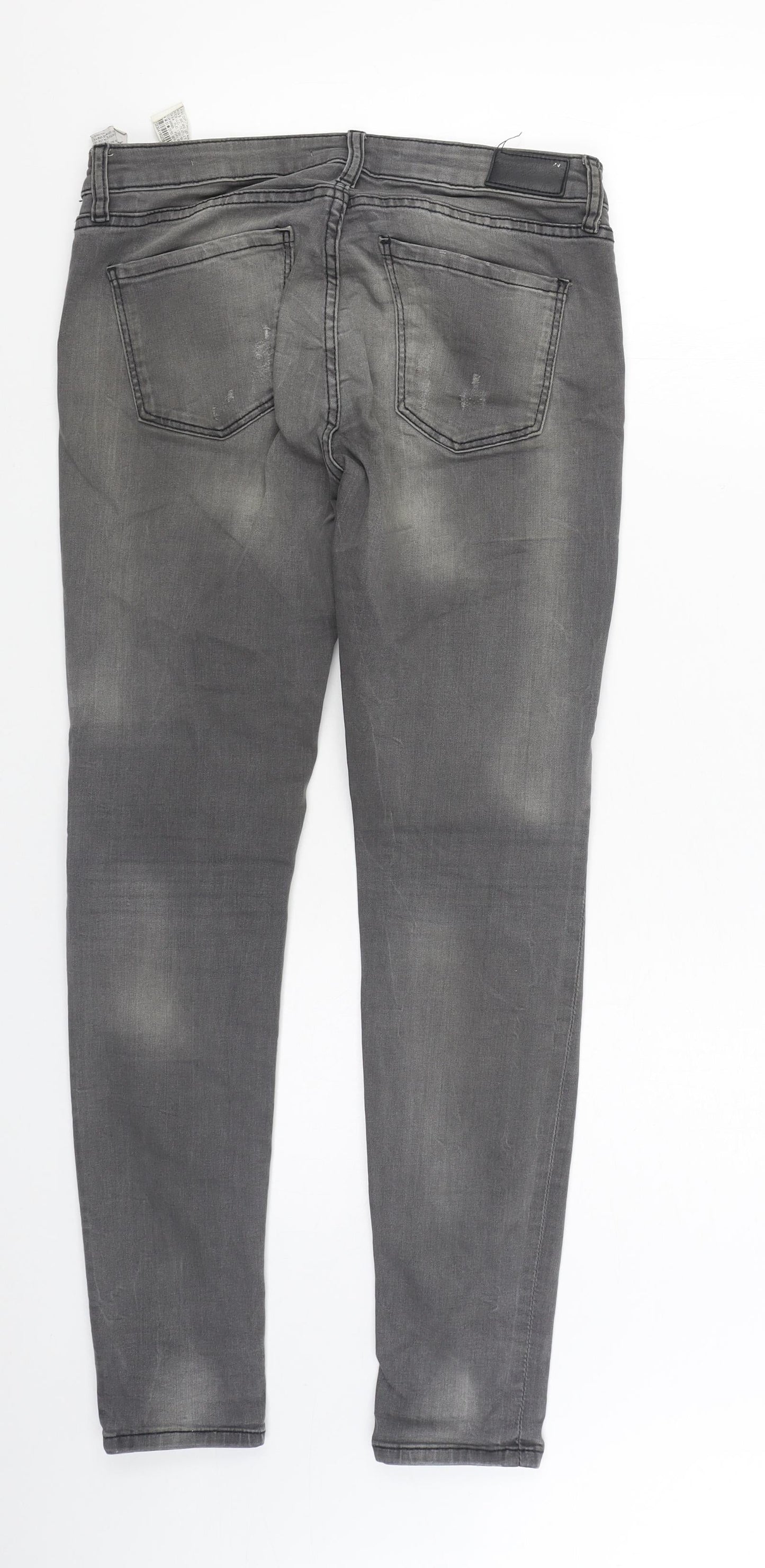 Zara Womens Grey Cotton Skinny Jeans Size 10 L30 in Slim Zip