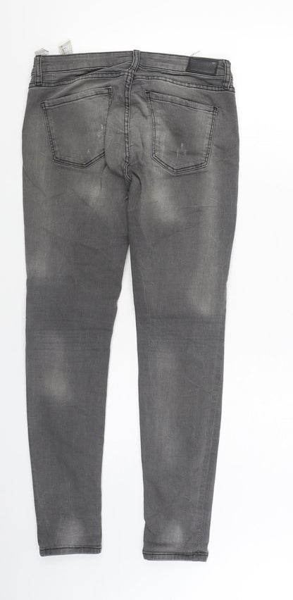 Zara Womens Grey Cotton Skinny Jeans Size 10 L30 in Slim Zip