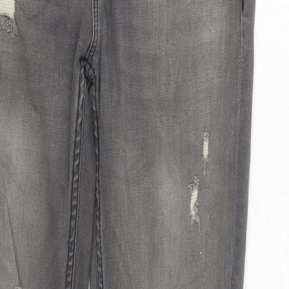 Zara Womens Grey Cotton Skinny Jeans Size 10 L30 in Slim Zip