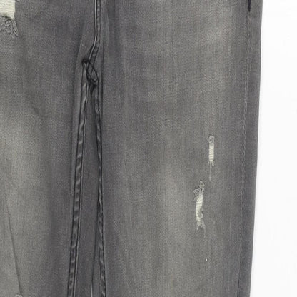 Zara Womens Grey Cotton Skinny Jeans Size 10 L30 in Slim Zip