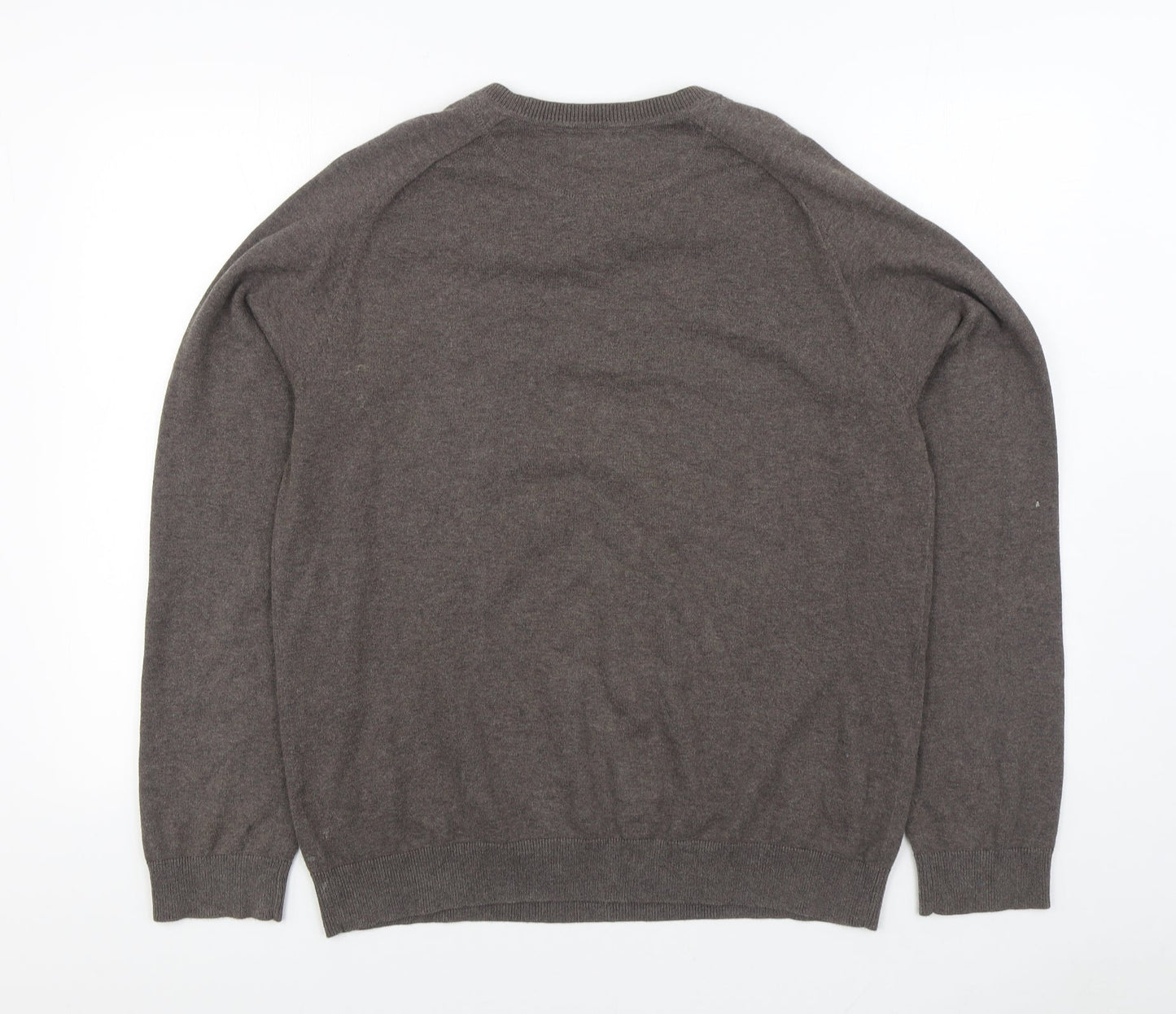 Burton Mens Grey V-Neck Cotton Pullover Jumper Size L