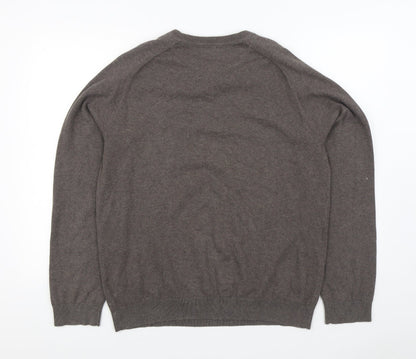 Burton Mens Grey V-Neck Cotton Pullover Jumper Size L