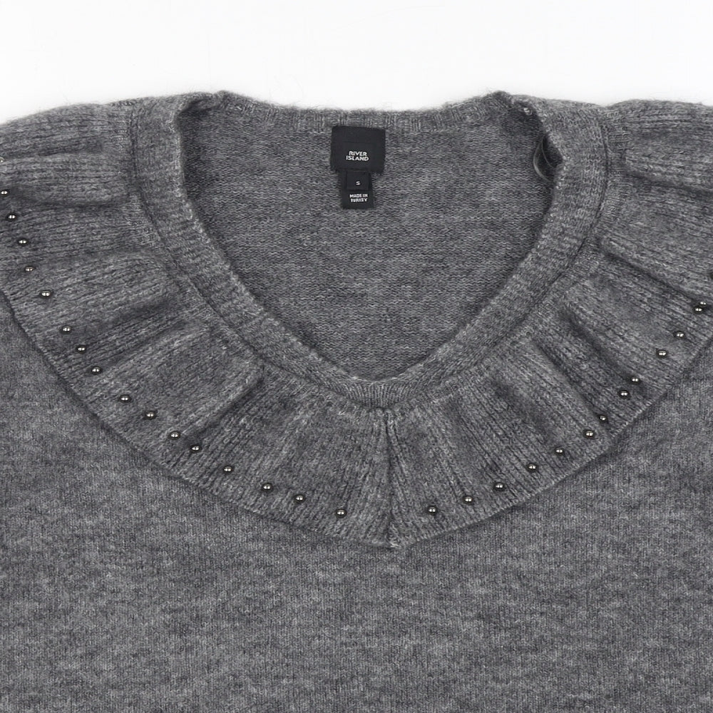 Womens UK Size S River Island Grey Pullover Jumper