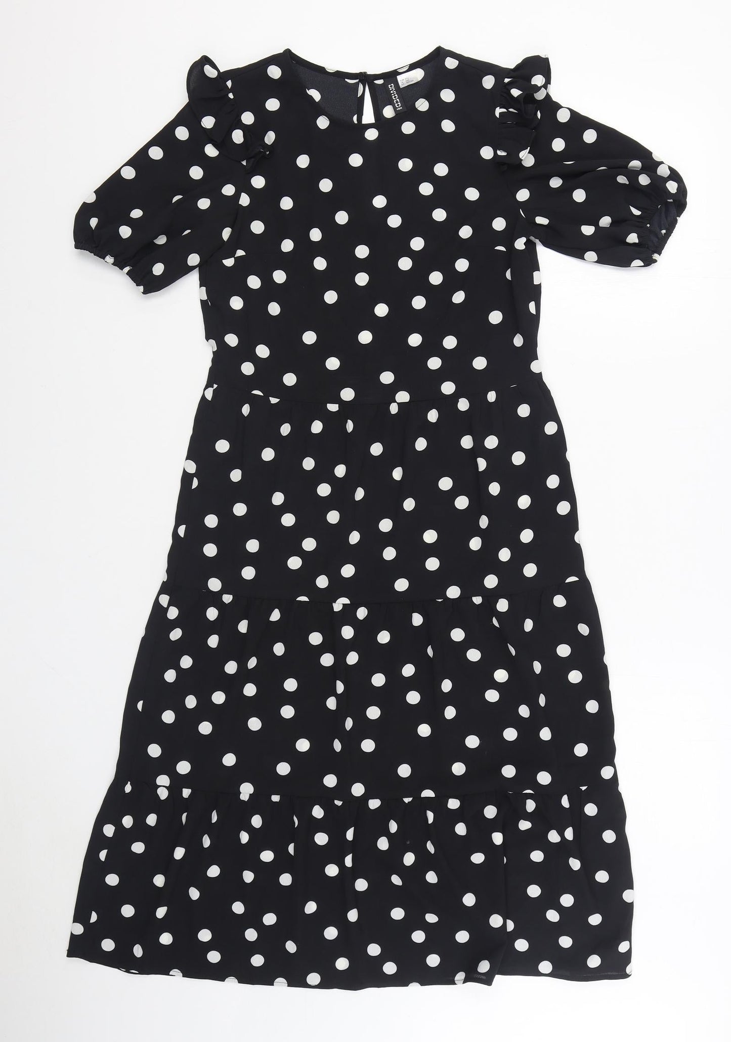 H&M Womens Black Polka Dot Polyester A-Line Size 2XS V-Neck Pullover