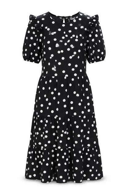 H&M Womens Black Polka Dot Polyester A-Line Size 2XS V-Neck Pullover