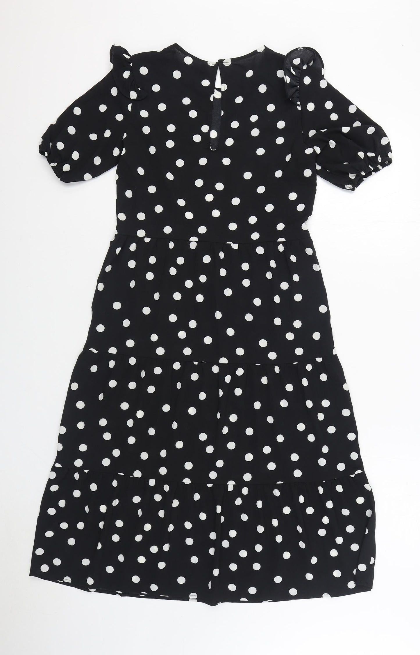 H&M Womens Black Polka Dot Polyester A-Line Size 2XS V-Neck Pullover