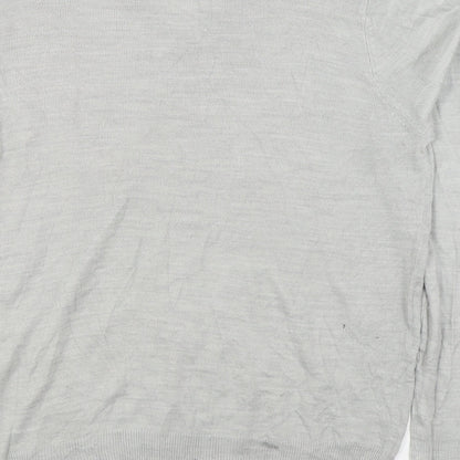 F&F Mens Grey V-Neck Acrylic Pullover Jumper Size L