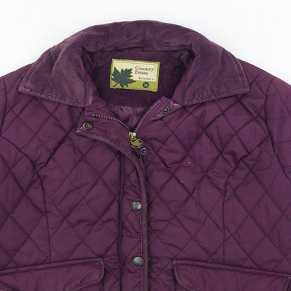 Country Estate Womens Purple Quilted Coat Size 12 Zip